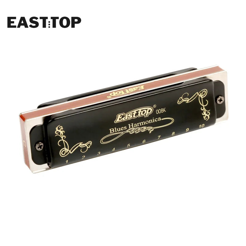 EASTTOP T008K Key of C New Blue Color Harmonica Brass Reedplates Phosphor Bronze Reeds Diatonic Blues Harp Good Harmonica