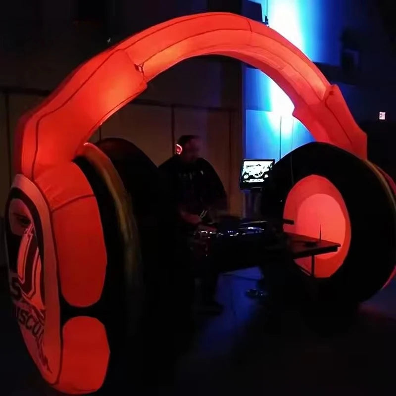 Inflatable Headphone Arch with Blower Giant Outdoor Music Festival Advertising Display for Promotion and Brand Awareness
