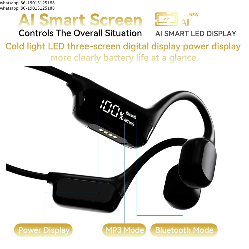 IPX8 Waterproof Swimming Bone Conduction Headphone Bluetooth 5.4 Bass Wireless Headset MP3 (32G) Player Cycling Fitness Earphone