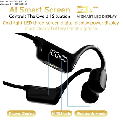 IPX8 Waterproof Swimming Bone Conduction Headphone Bluetooth 5.4 Bass Wireless Headset MP3 (32G) Player Cycling Fitness Earphone