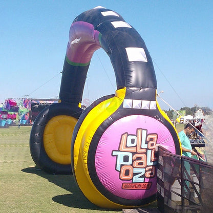 Inflatable Headphone Arch with Blower Giant Outdoor Music Festival Advertising Display for Promotion and Brand Awareness