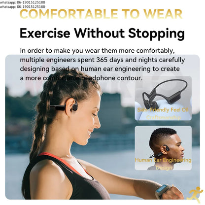 IPX8 Waterproof Swimming Bone Conduction Headphone Bluetooth 5.4 Bass Wireless Headset MP3 (32G) Player Cycling Fitness Earphone