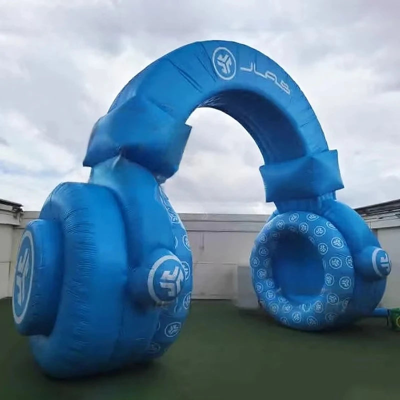 Inflatable Headphone Arch with Blower Giant Outdoor Music Festival Advertising Display for Promotion and Brand Awareness