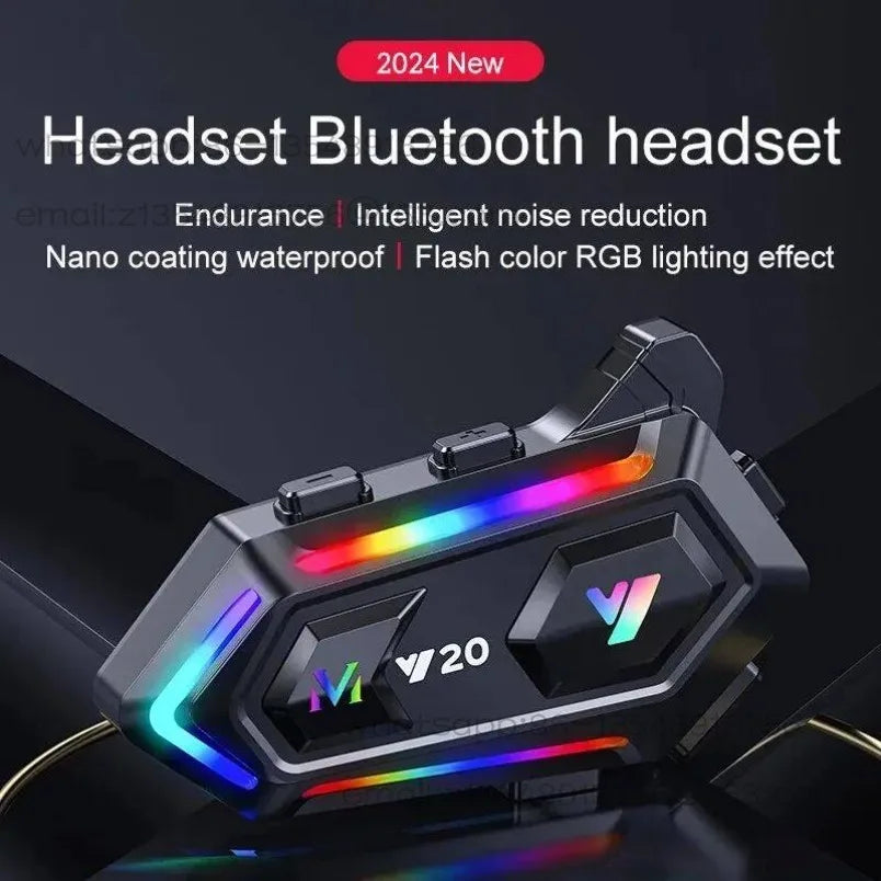 Y20 Motorcycle Helmet Bluetooth Headset Rider BT5.3 RGB Colo Spot
