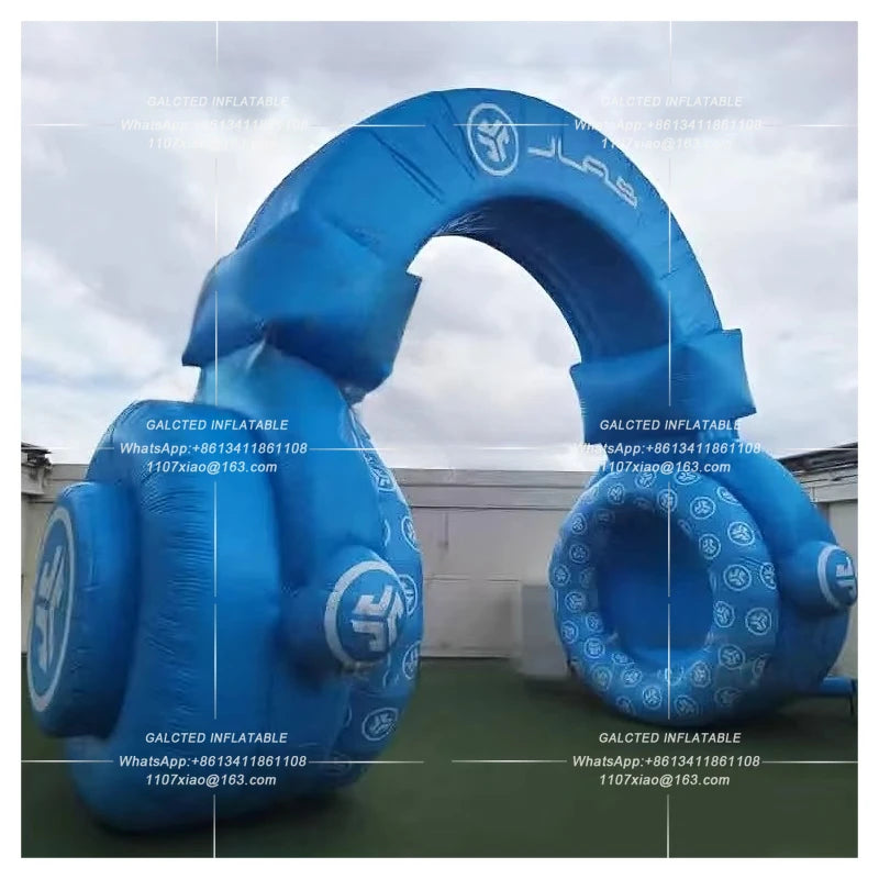 Inflatable Headphone Arch with Blower Giant Outdoor Music Festival Advertising Display for Promotion and Brand Awareness