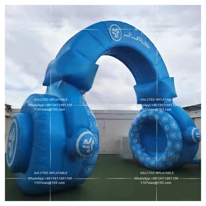 Inflatable Headphone Arch with Blower Giant Outdoor Music Festival Advertising Display for Promotion and Brand Awareness