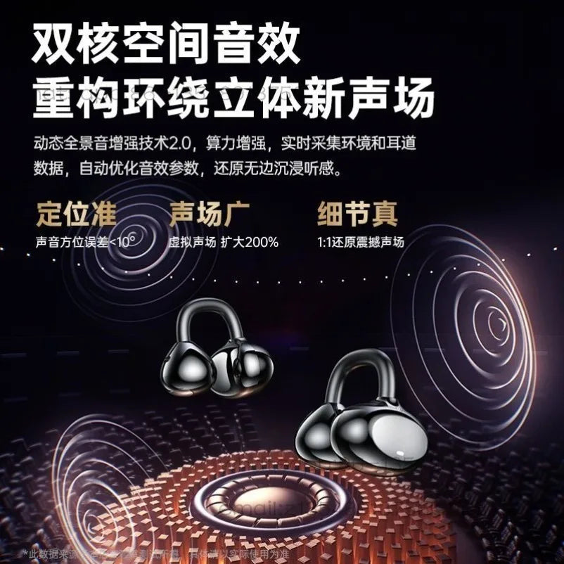 New AI Translation Air Bone Conduction Ear Clips Bluetooth Headphones Heavy Bass Super Long Battery Life Mobile Phone Universal