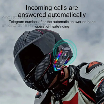 Y20 Motorcycle Helmet Bluetooth Headset Rider BT5.3 RGB Colo Spot