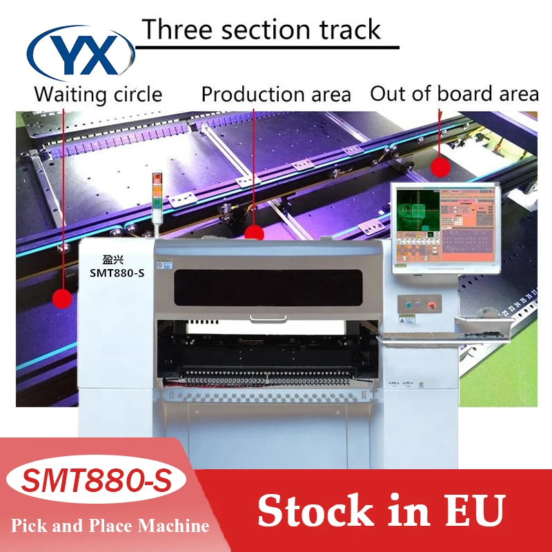 Stock in EU 96 Feeders High Accuracy LED SMT880-S Latest SMT Equipment with Camera Small Pick and Place Machine